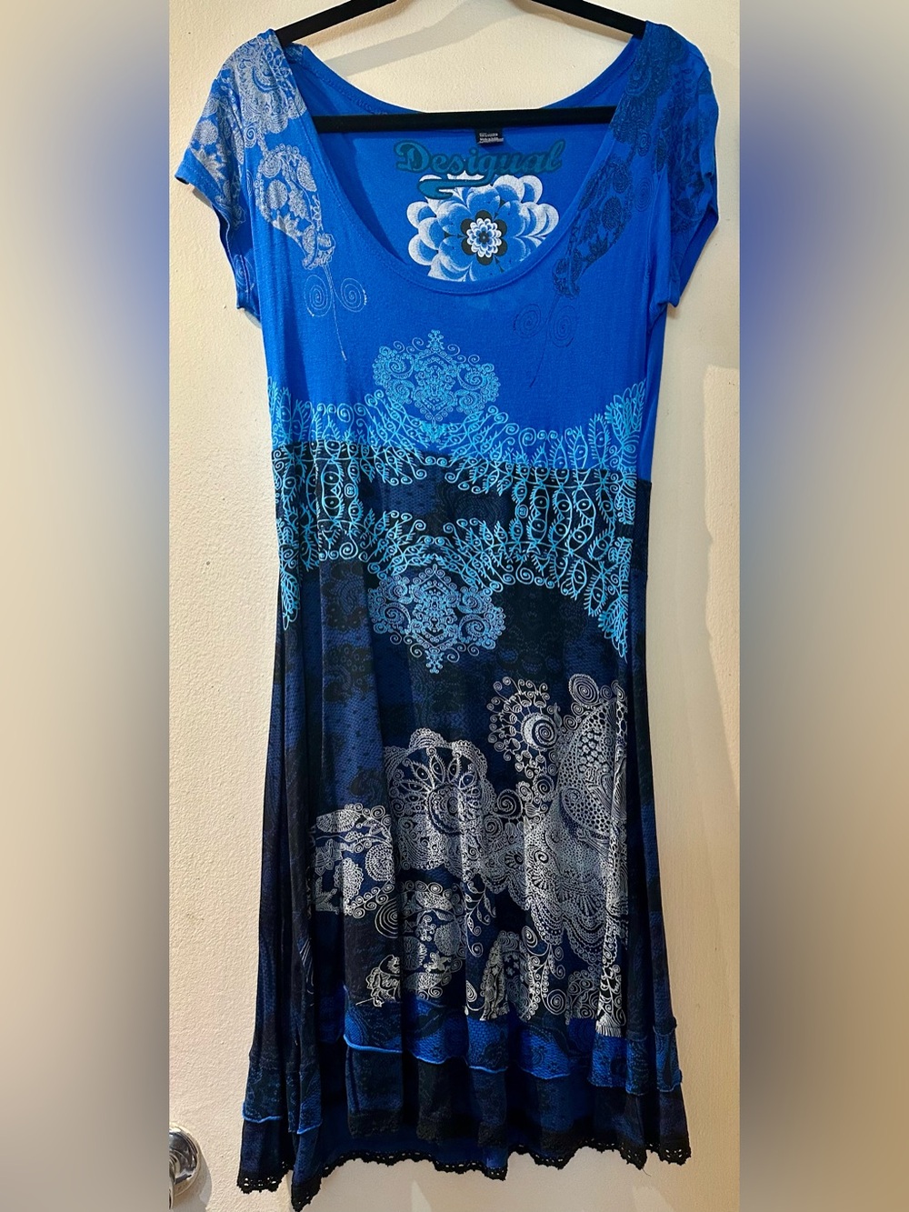 Desigual Blue Graphic Mandala Print Dress EUR Size L